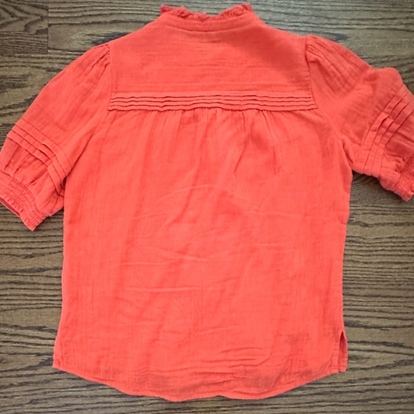 ME+EM Cheesecloth short sleeve cotton blouse, UK 10, US 6 Color: Papaya - Picture 2 of 2